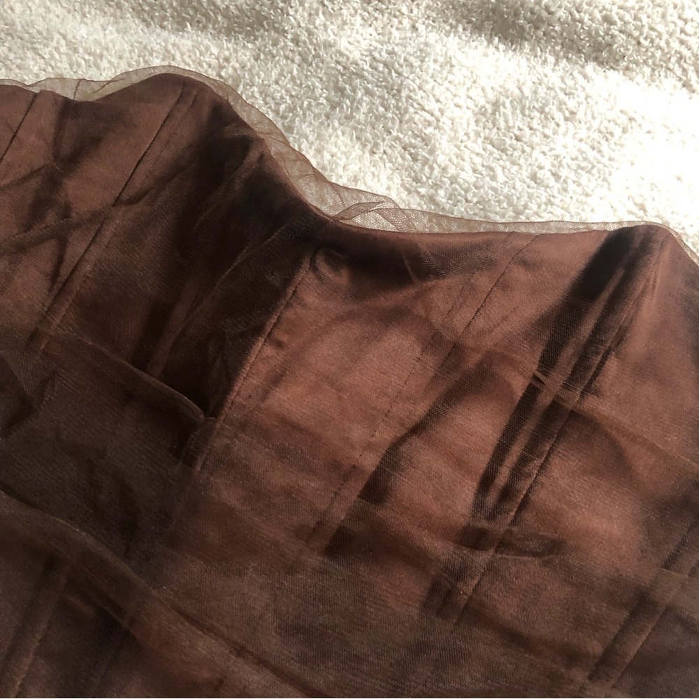 Zara Tulle corset crop top in Brown Medium - Picture 5 of 13